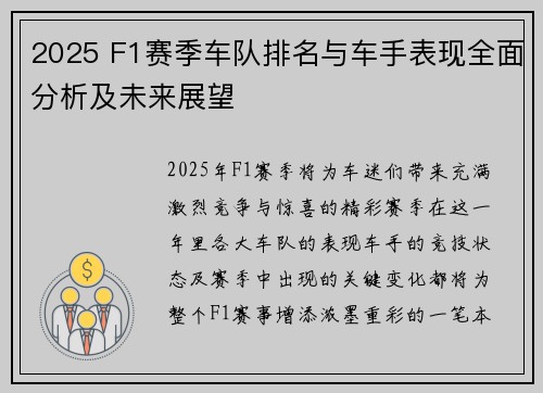2025 F1赛季车队排名与车手表现全面分析及未来展望
